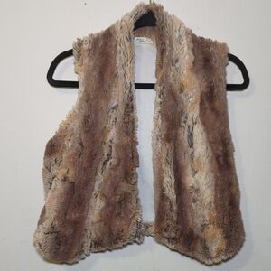 Pinc Premium Tan + Cream Faux Fur Vest Girls Size L